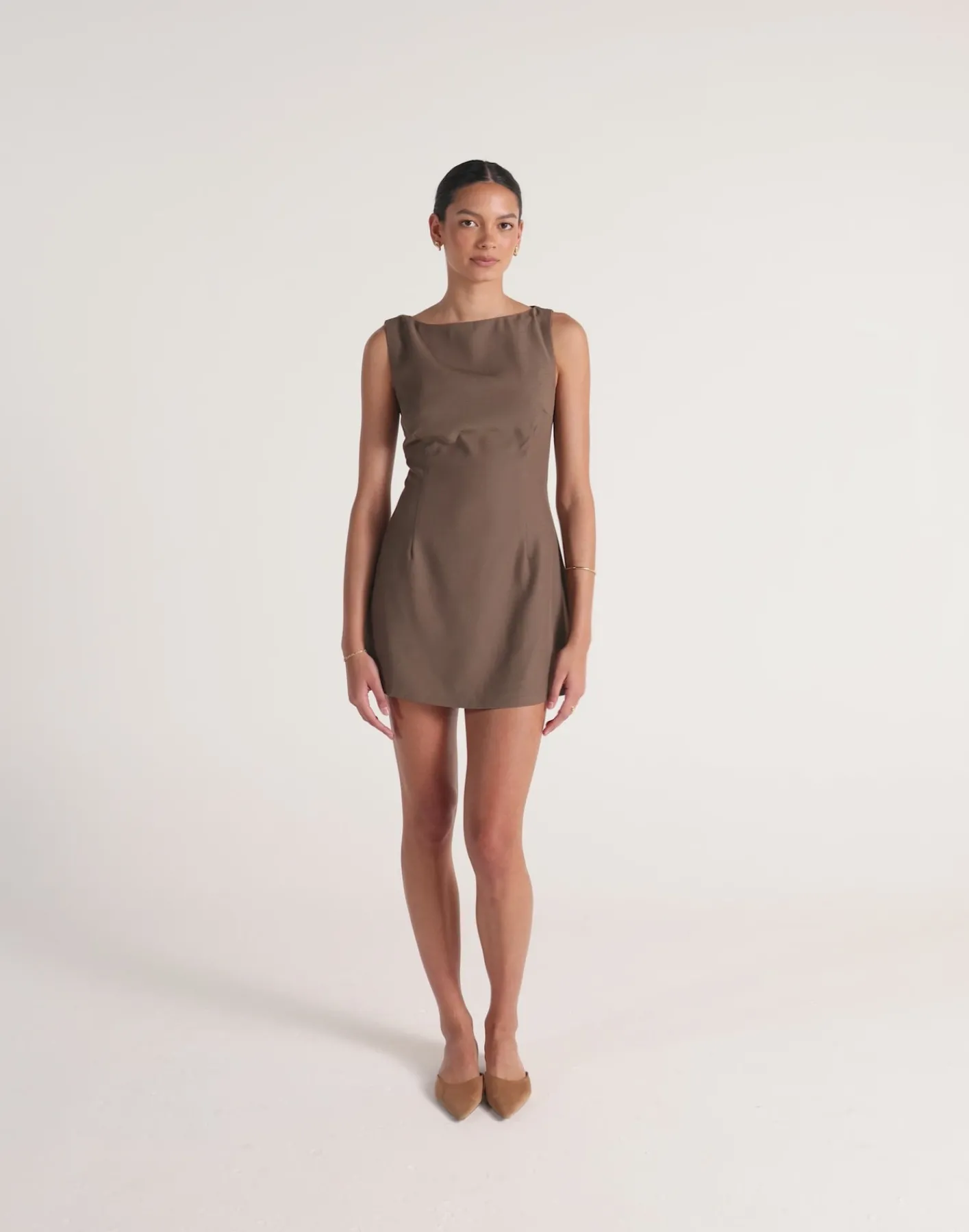 Aisling Mini Dress (Coffee)*CHARCOAL Clearance