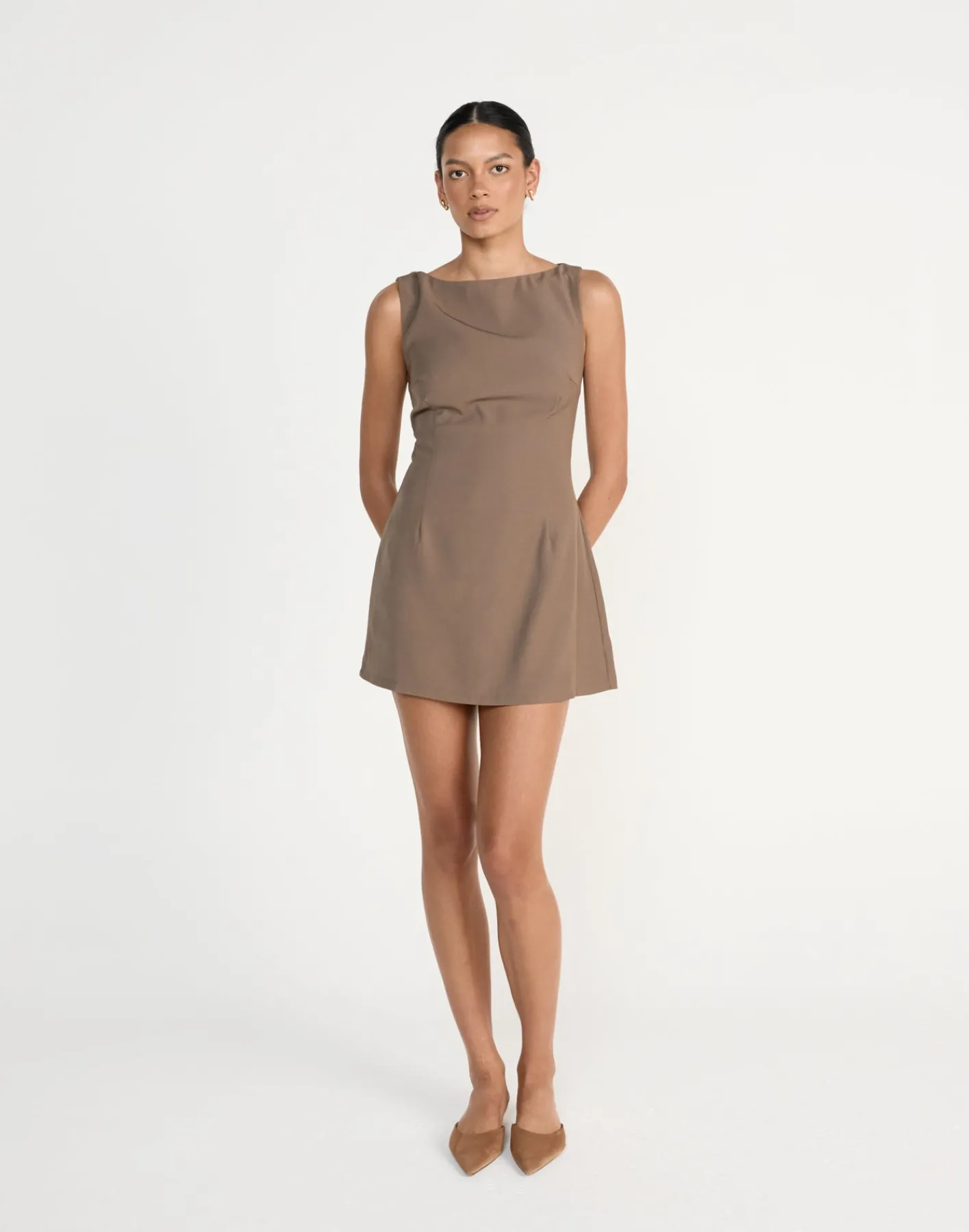Aisling Mini Dress (Coffee)*CHARCOAL Clearance