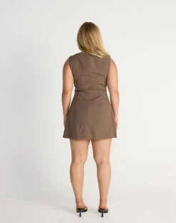 Aisling Mini Dress (Coffee)*CHARCOAL Clearance