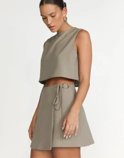 Alayna Mini Skirt (Dusty Sage)*CHARCOAL Sale