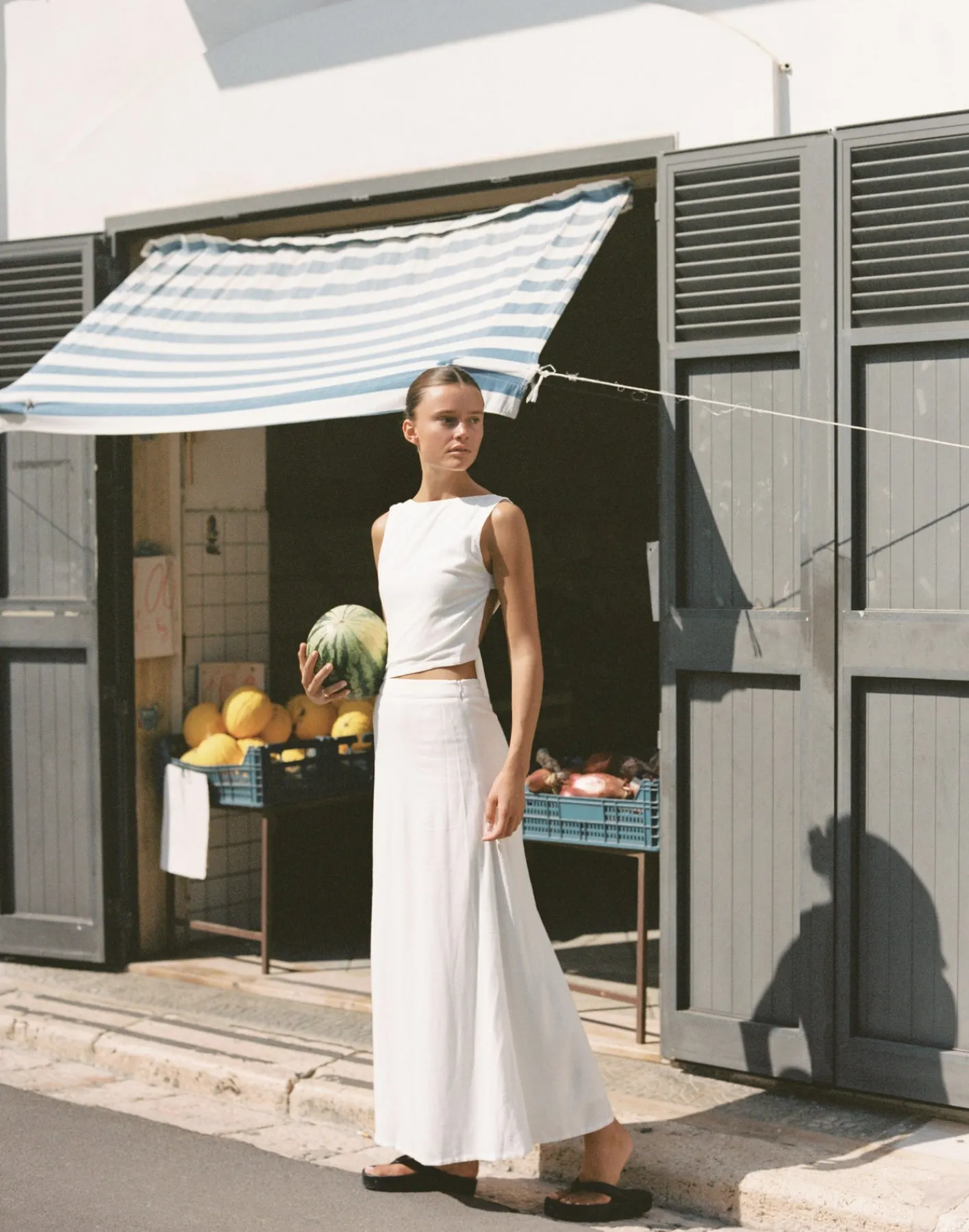 Aleah Maxi Skirt (White)*CHARCOAL New