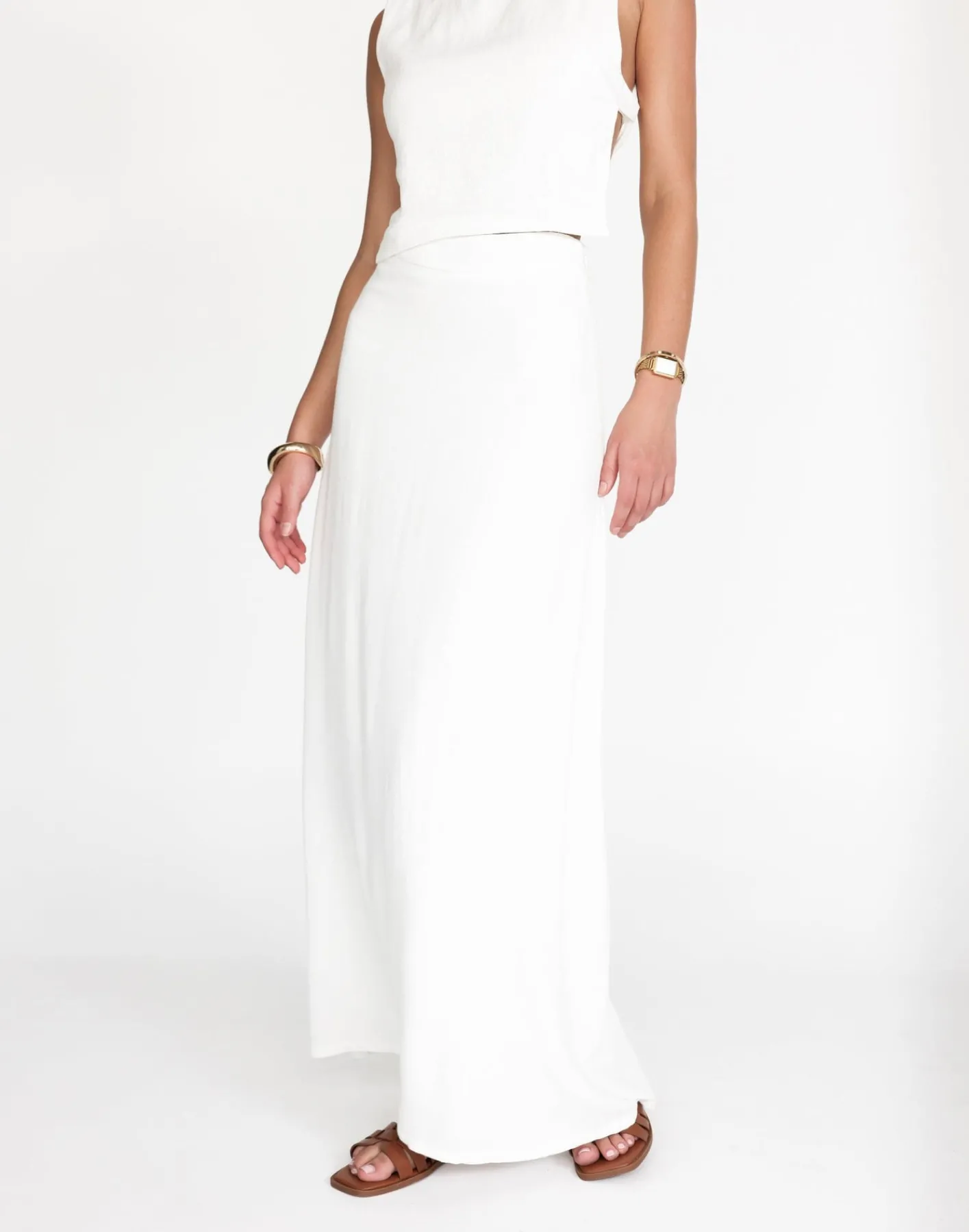 Aleah Maxi Skirt (White)*CHARCOAL New