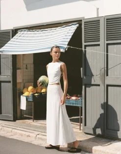 Aleah Maxi Skirt (White)*CHARCOAL Sale