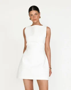 Anders Mini Dress (Textured White)*CHARCOAL Clearance