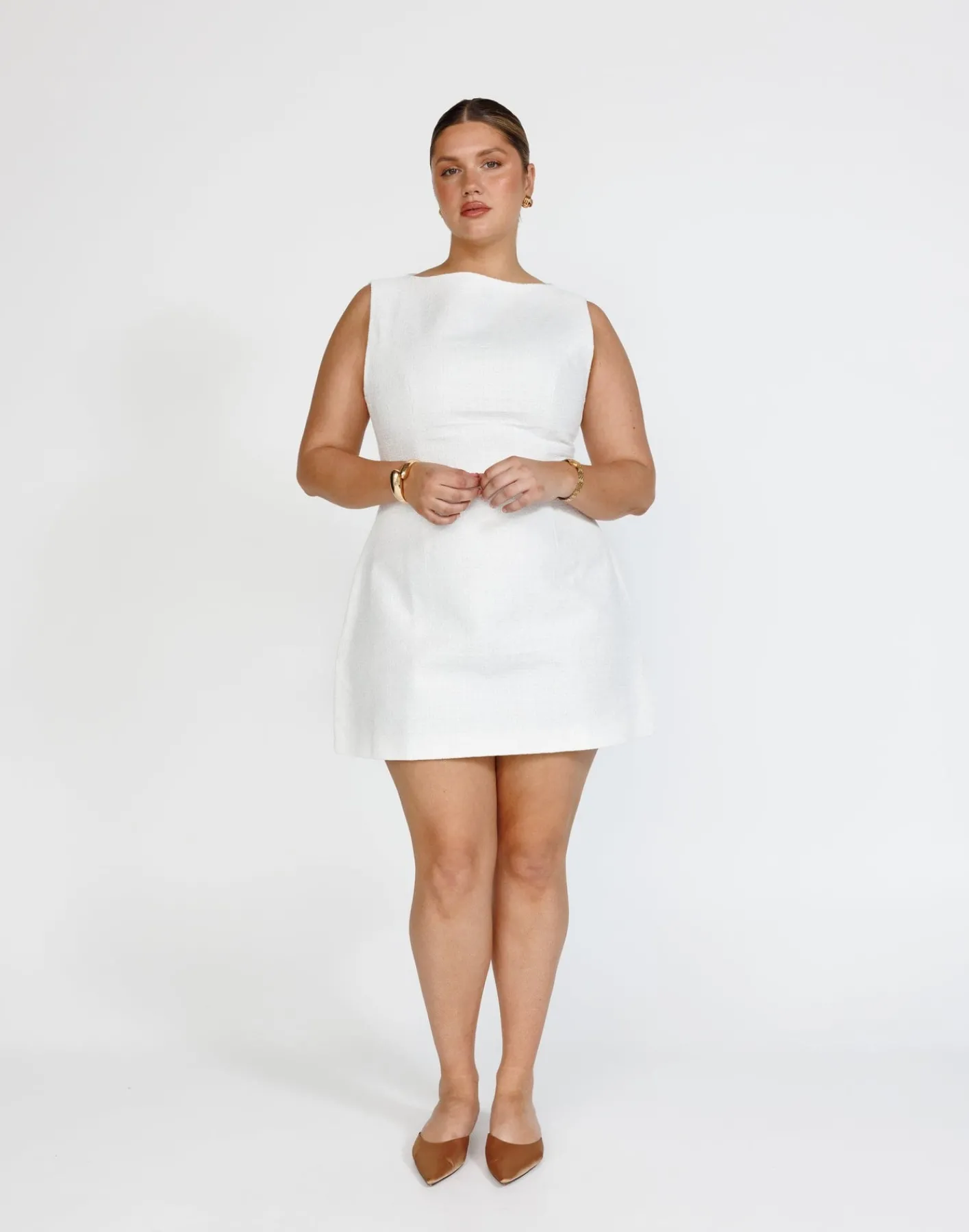 Anders Mini Dress (Textured White)*CHARCOAL Clearance