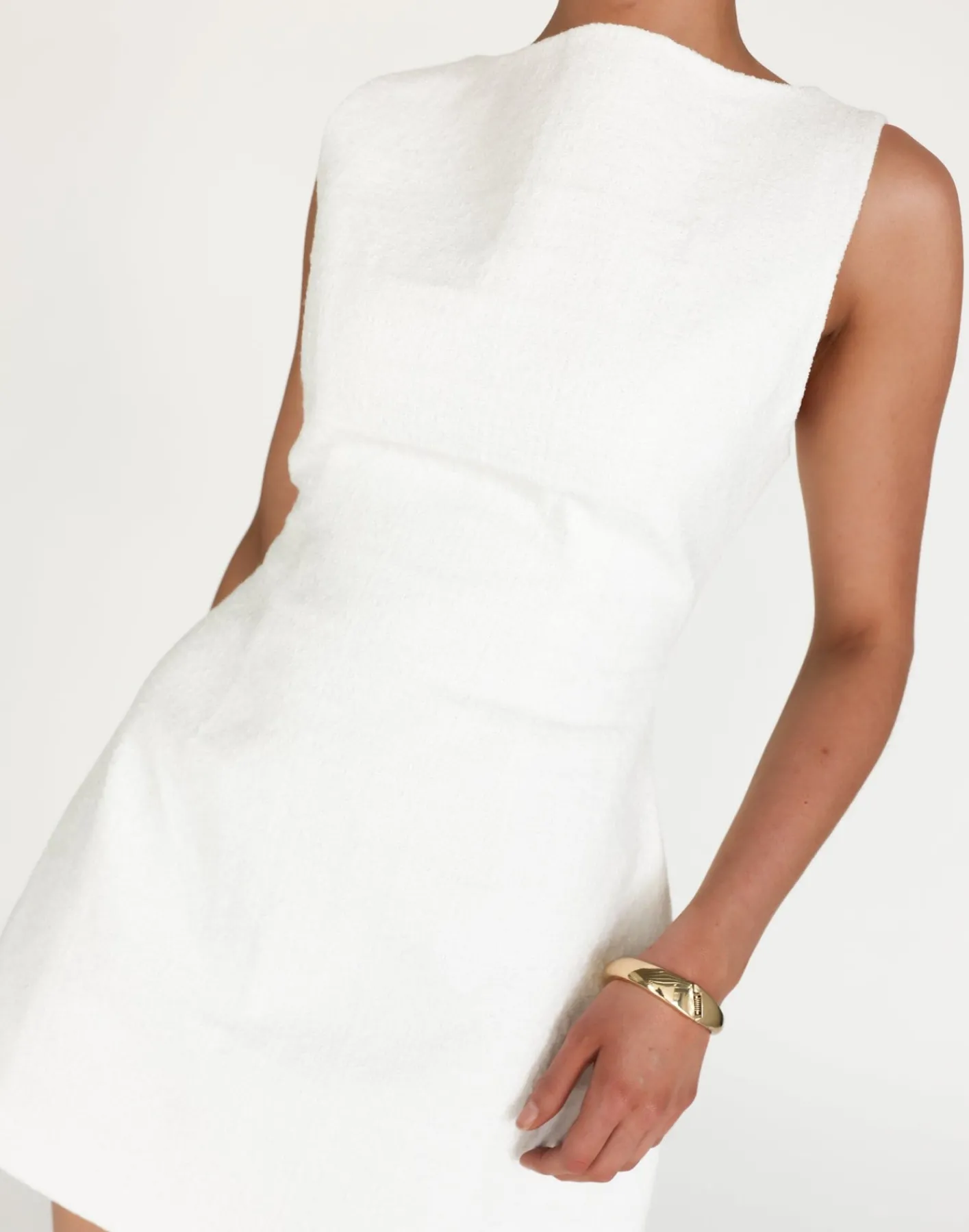 Anders Mini Dress (Textured White)*CHARCOAL Clearance