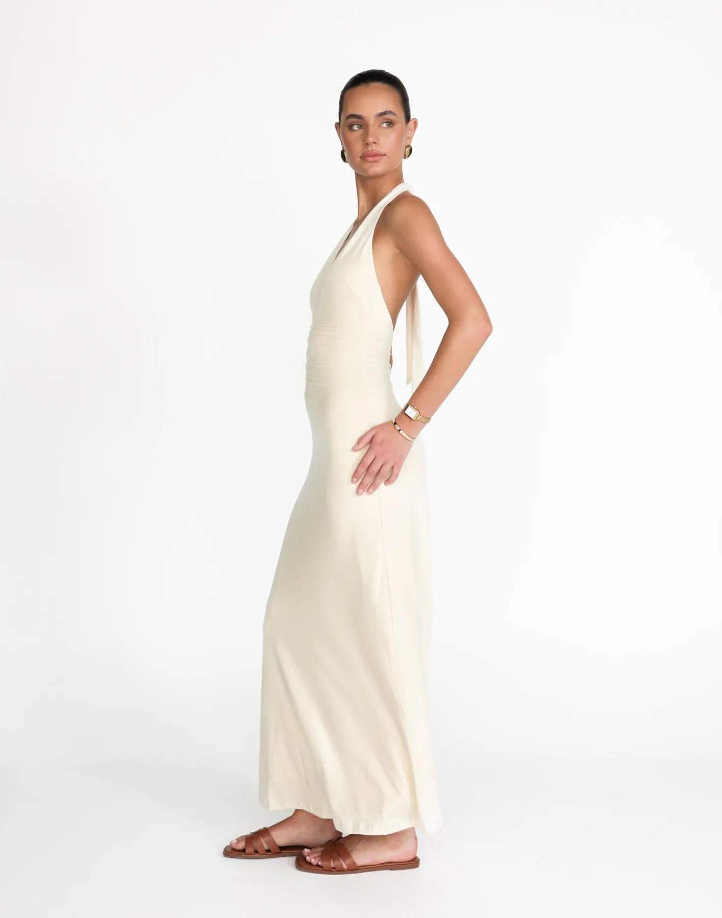 Araminta Maxi Dress (Oat)*CHARCOAL Outlet