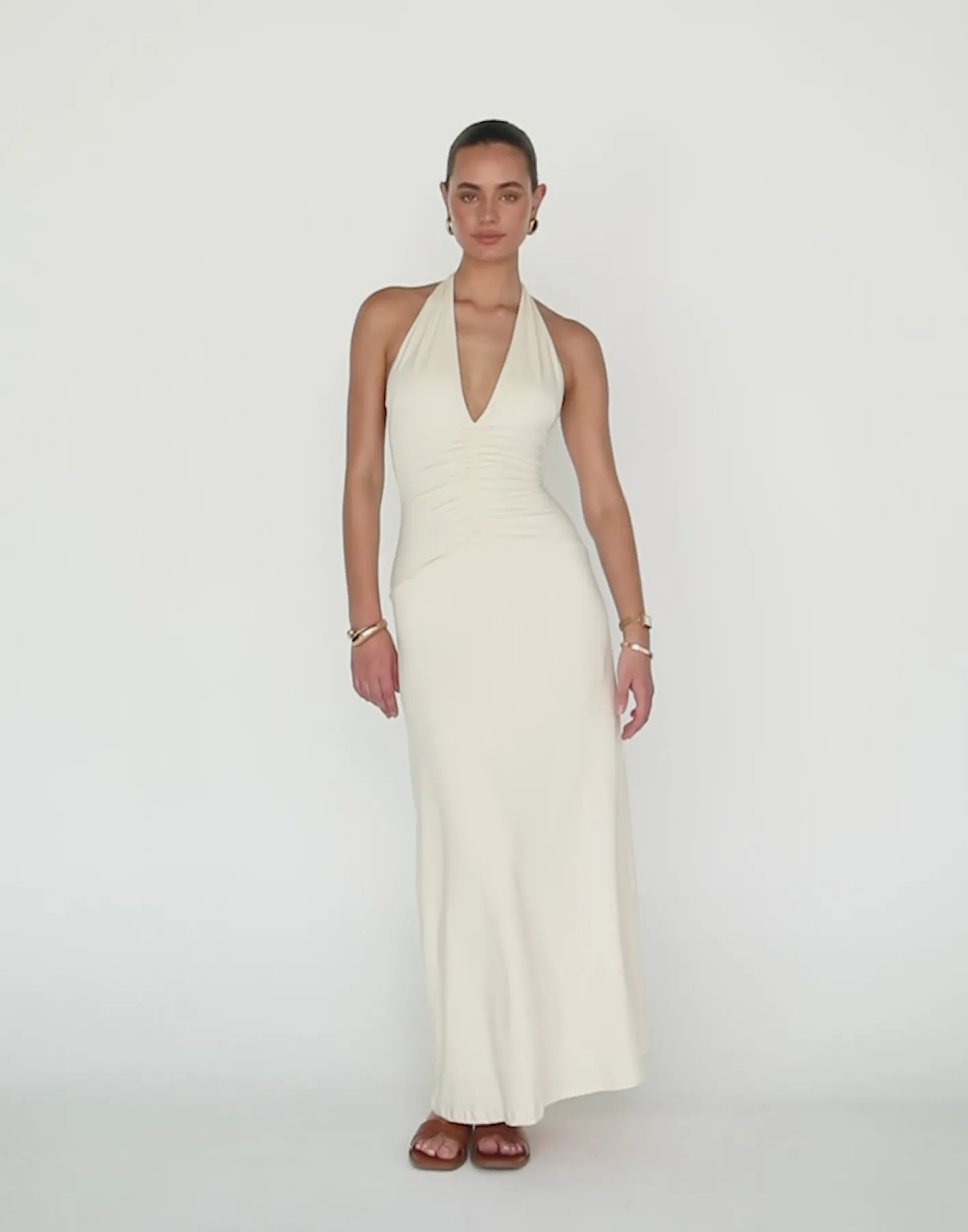 Araminta Maxi Dress (Oat)*CHARCOAL Outlet