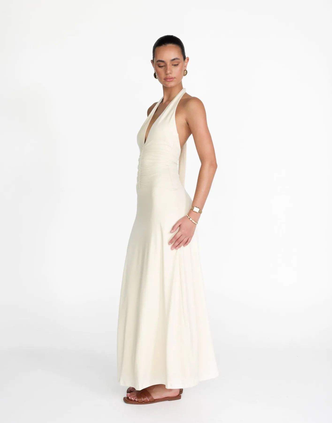 Araminta Maxi Dress (Oat)*CHARCOAL Outlet
