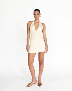 Araminta Mini Dress (Oat)*CHARCOAL Sale