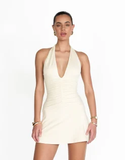 Araminta Mini Dress (Oat)*CHARCOAL Discount