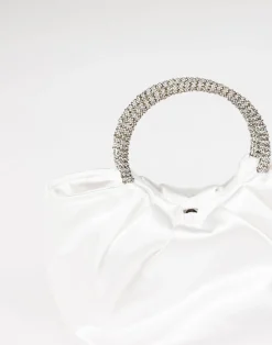 Aurelia Handle Bag (White Satin-Silver Diamante) - By*Billini Fashion