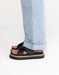 Aysha Slides (Black Raffia) - By*Billini Outlet