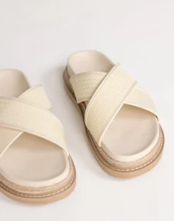 Aysha Slides (Cream Raffia) - By*Billini Clearance