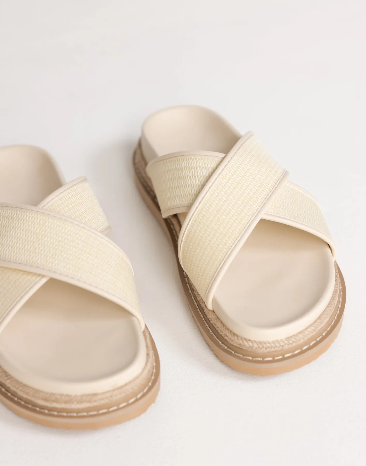 Aysha Slides (Cream Raffia) - By*Billini Best