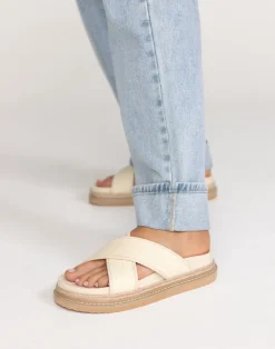 Aysha Slides (Cream Raffia) - By*Billini Best