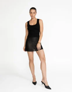 Bebe Knit Mini Skirt (Black)*CHARCOAL Clearance