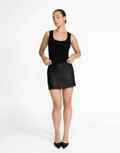 Bebe Knit Mini Skirt (Black)*CHARCOAL Clearance