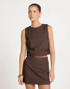 Beckett Mini Skirt (Chocolate)*CHARCOAL CLOTHING Sale