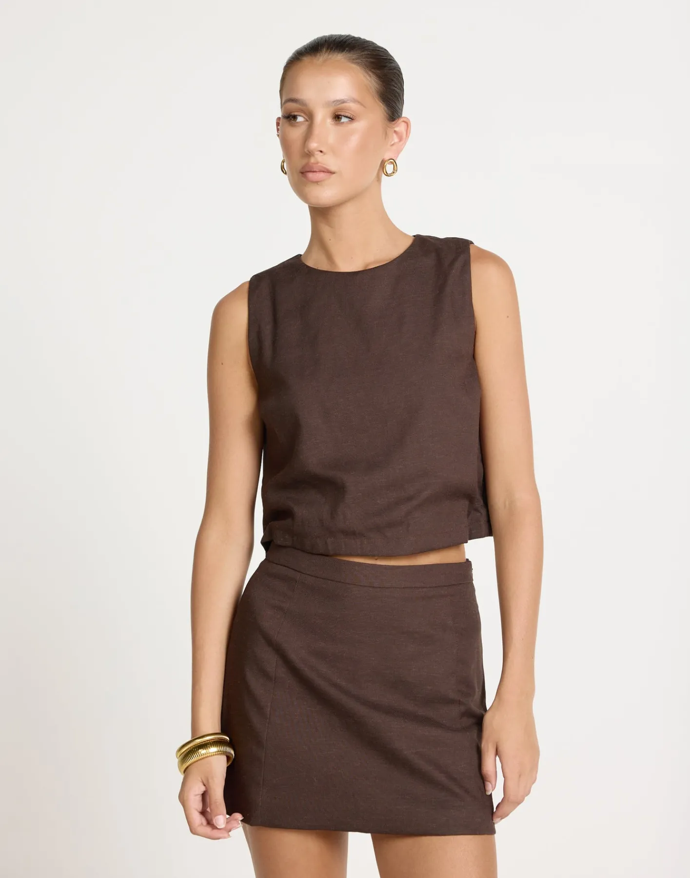 Beckett Mini Skirt (Chocolate)*CHARCOAL CLOTHING Sale