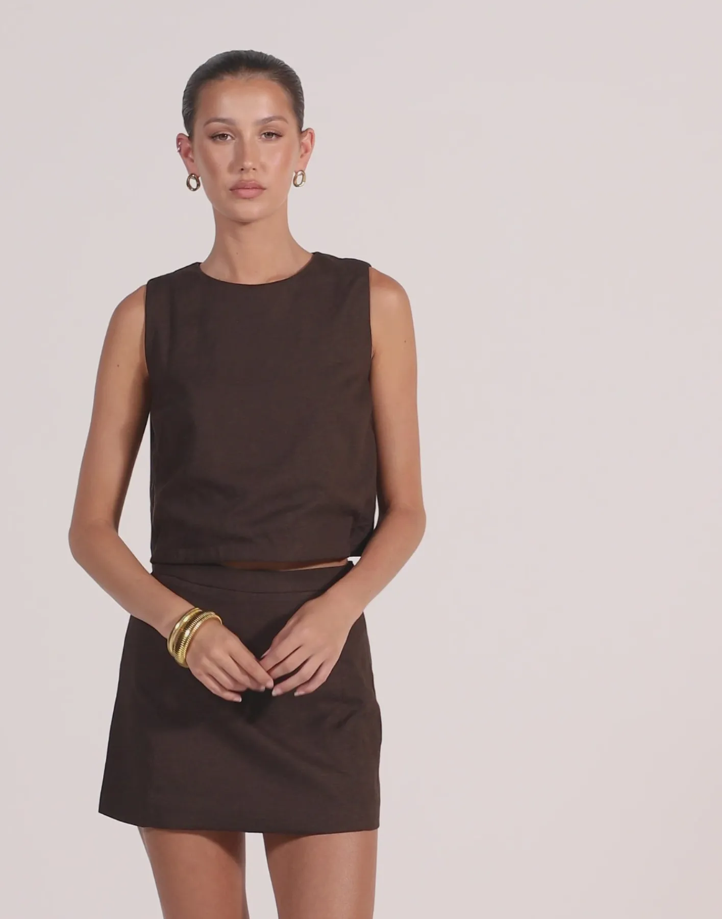 Beckett Mini Skirt (Chocolate)*CHARCOAL CLOTHING Sale