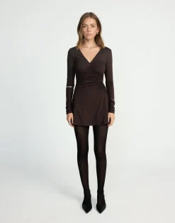 Brioni Long Sleeve Mini Dress (Chocolate)*CHARCOAL CLOTHING Discount