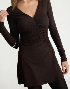 Brioni Long Sleeve Mini Dress (Chocolate)*CHARCOAL CLOTHING Discount