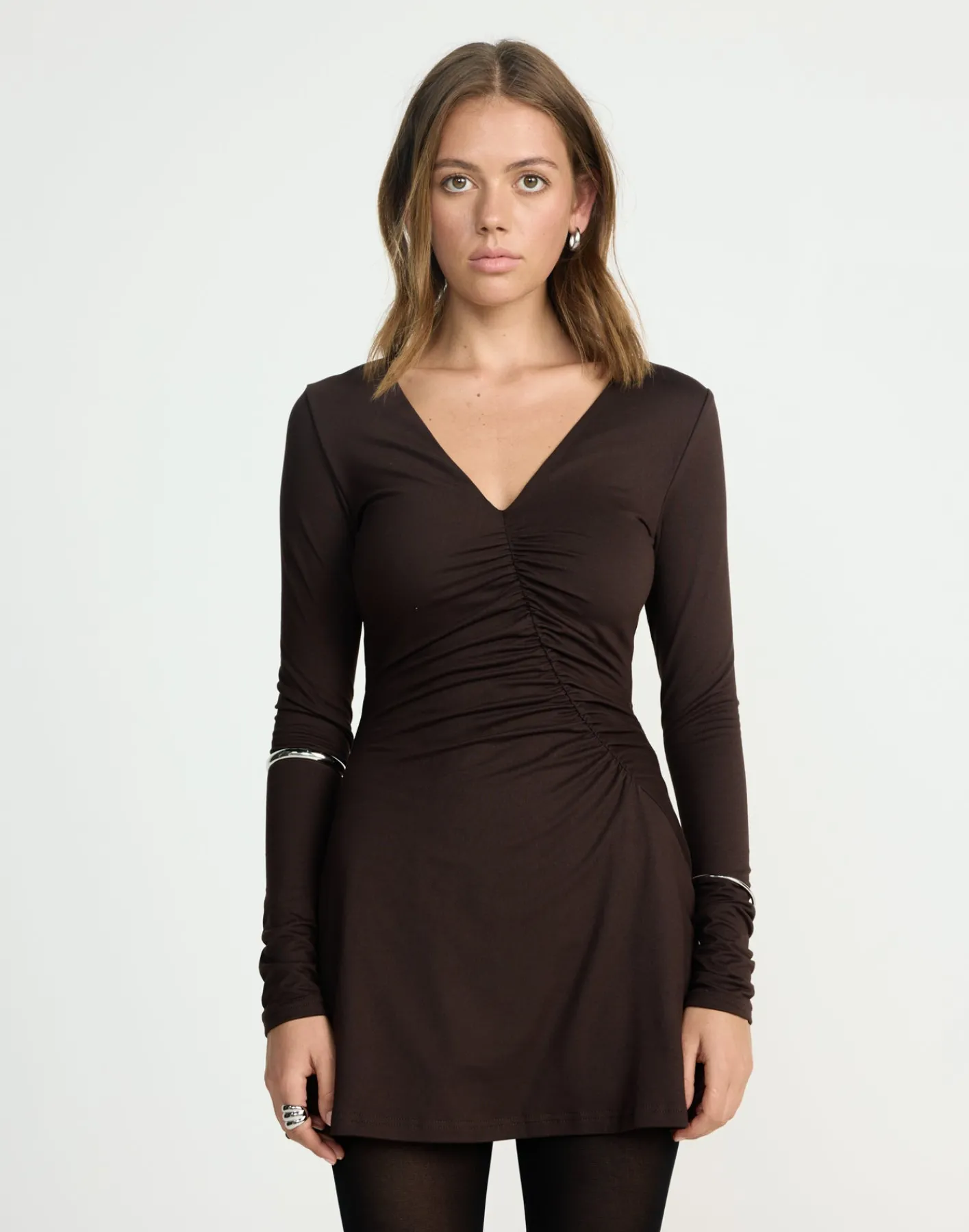 Brioni Long Sleeve Mini Dress (Chocolate)*CHARCOAL CLOTHING Discount