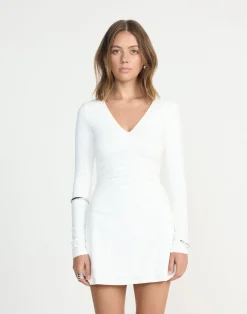 Brioni Long Sleeve Mini Dress (White)*CHARCOAL CLOTHING Discount