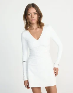 Brioni Long Sleeve Mini Dress (White)*CHARCOAL CLOTHING Discount
