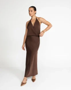 Cabaret Maxi Skirt (Cocoa)*CHARCOAL Outlet