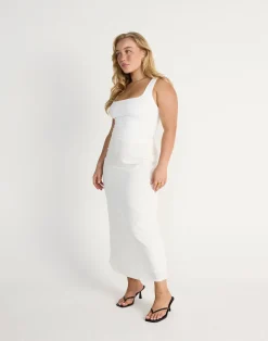 Cleo Midi Skirt (White)*CHARCOAL CLOTHING Sale