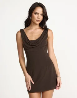 Contrast Mini Dress (Chocolate)*CHARCOAL Discount