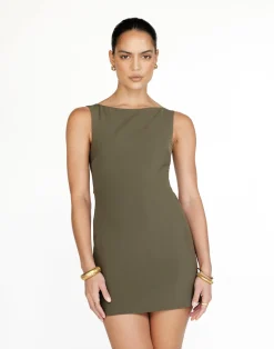 Danica Mini Dress (Olive)*CHARCOAL Clearance