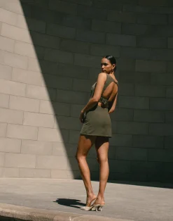 Danica Mini Dress (Olive)*CHARCOAL Clearance