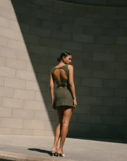 Danica Mini Dress (Olive)*CHARCOAL Clearance