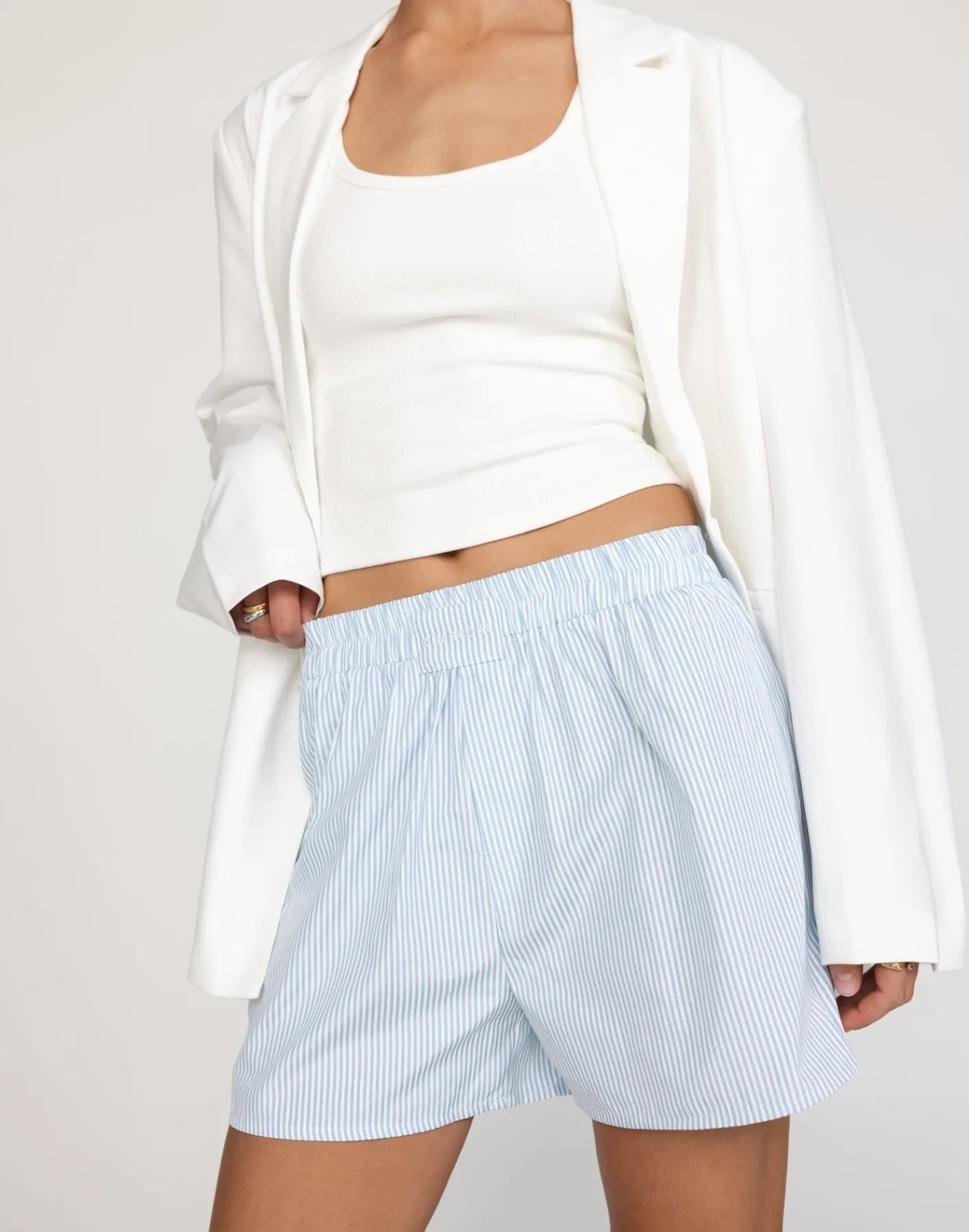 Earle Boxer Shorts (Baby Blue Stripe)*CHARCOAL Hot