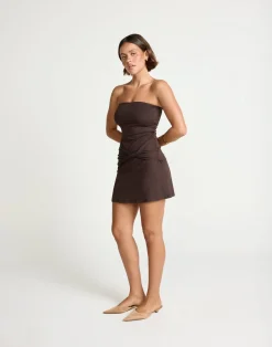 Edela Mini Dress (Chocolate)*CHARCOAL Hot