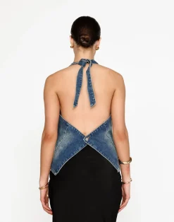 Elham Denim Top (Faded Mid Wash)*CHARCOAL Clearance
