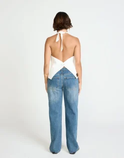 Elham Denim Top (Ivory White)*CHARCOAL Outlet