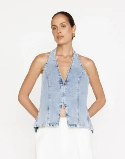 Elham Denim Top (Light Vintage)*CHARCOAL Fashion