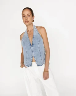 Elham Denim Top (Light Vintage)*CHARCOAL Fashion