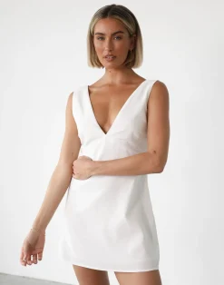 Elio Mini Dress (White)*CHARCOAL Outlet
