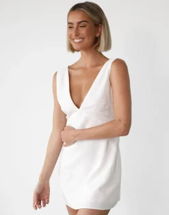 Elio Mini Dress (White)*CHARCOAL Outlet