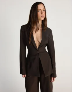 Elwood Blazer (Chocolate)*CHARCOAL CLOTHING Sale