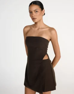 Gabby Mini Dress (Chocolate)*CHARCOAL CLOTHING Sale