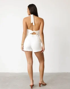 Grace Linen Shorts (White)*CHARCOAL Hot