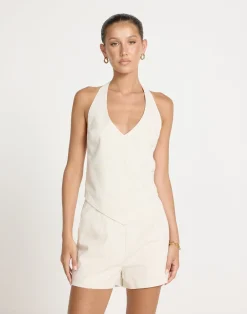 Grace Linen Top (Oat)*CHARCOAL Sale