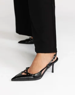 Huxly Heels (Black Shine) - By Billini*CHARCOAL CLOTHING Discount