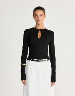 Ione Long Sleeve Top (Black)*CHARCOAL CLOTHING Sale